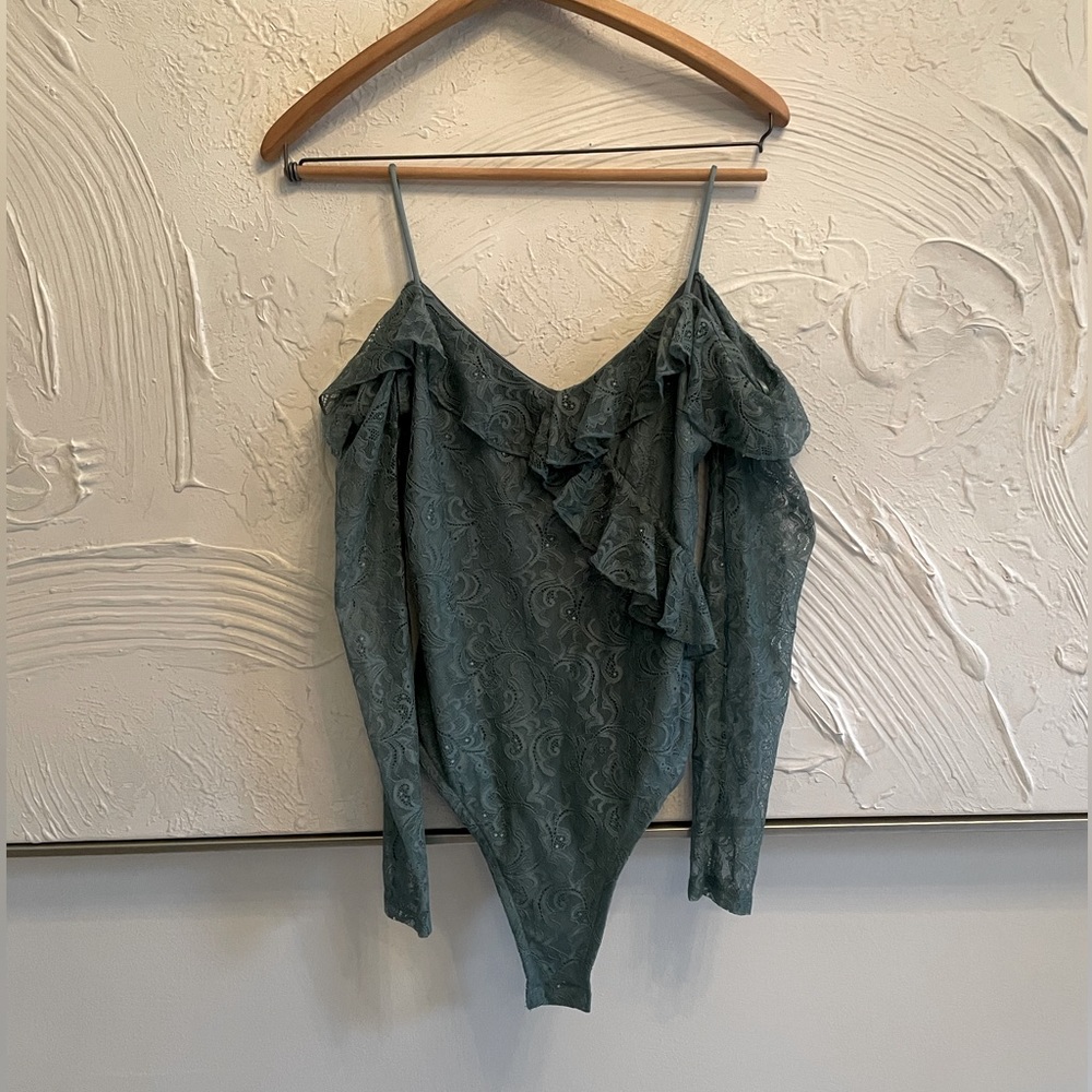 Top Shop Teal Lace Bodysuit Size 4